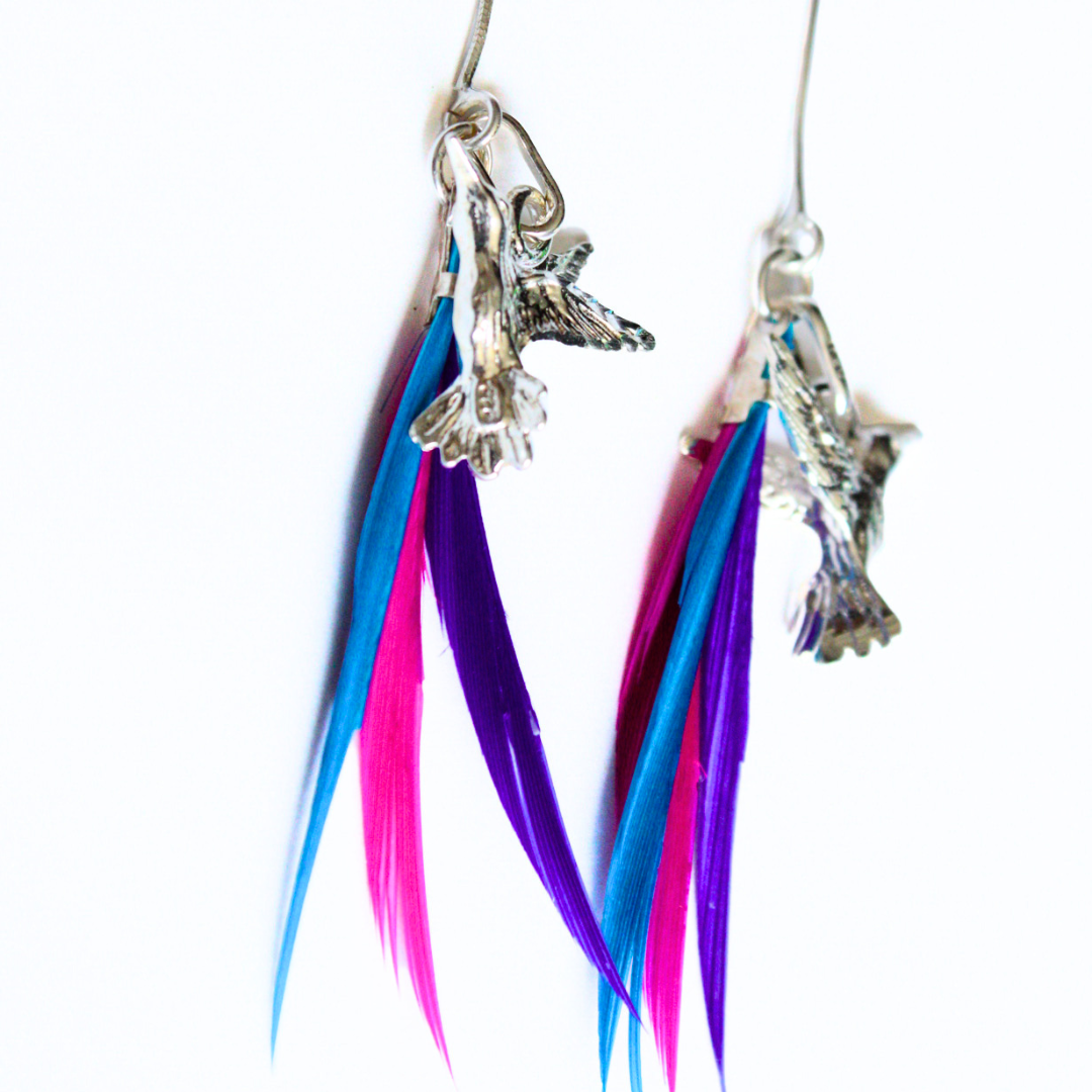 Aretes Colibrí Piedra Volcánica